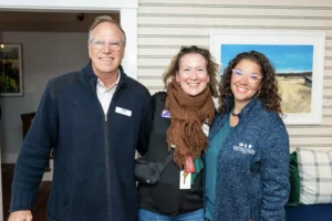 MVCF Executive Director Paul Schulz with Leah Palmer from CAP MV and Emma Green-Beach of MV Shellfish Group