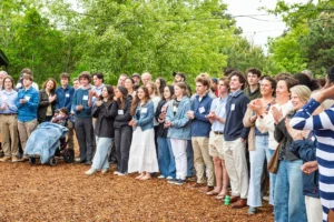Award winners gathering with friends and family